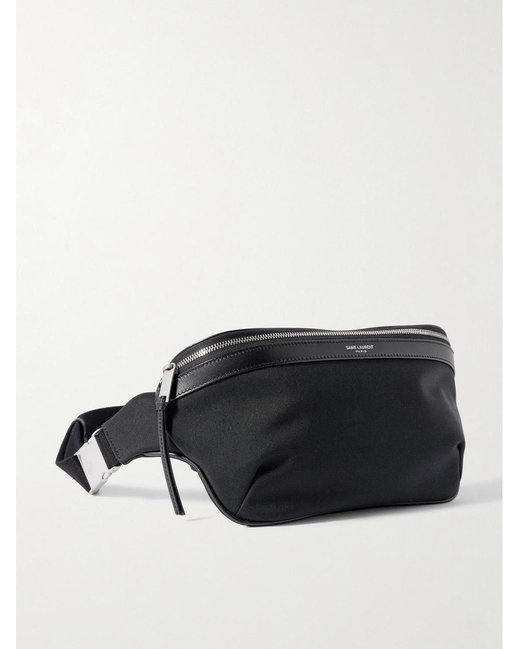 Leather-Trimmed Canvas Belt Bag di Saint Laurent in Black da Uomo