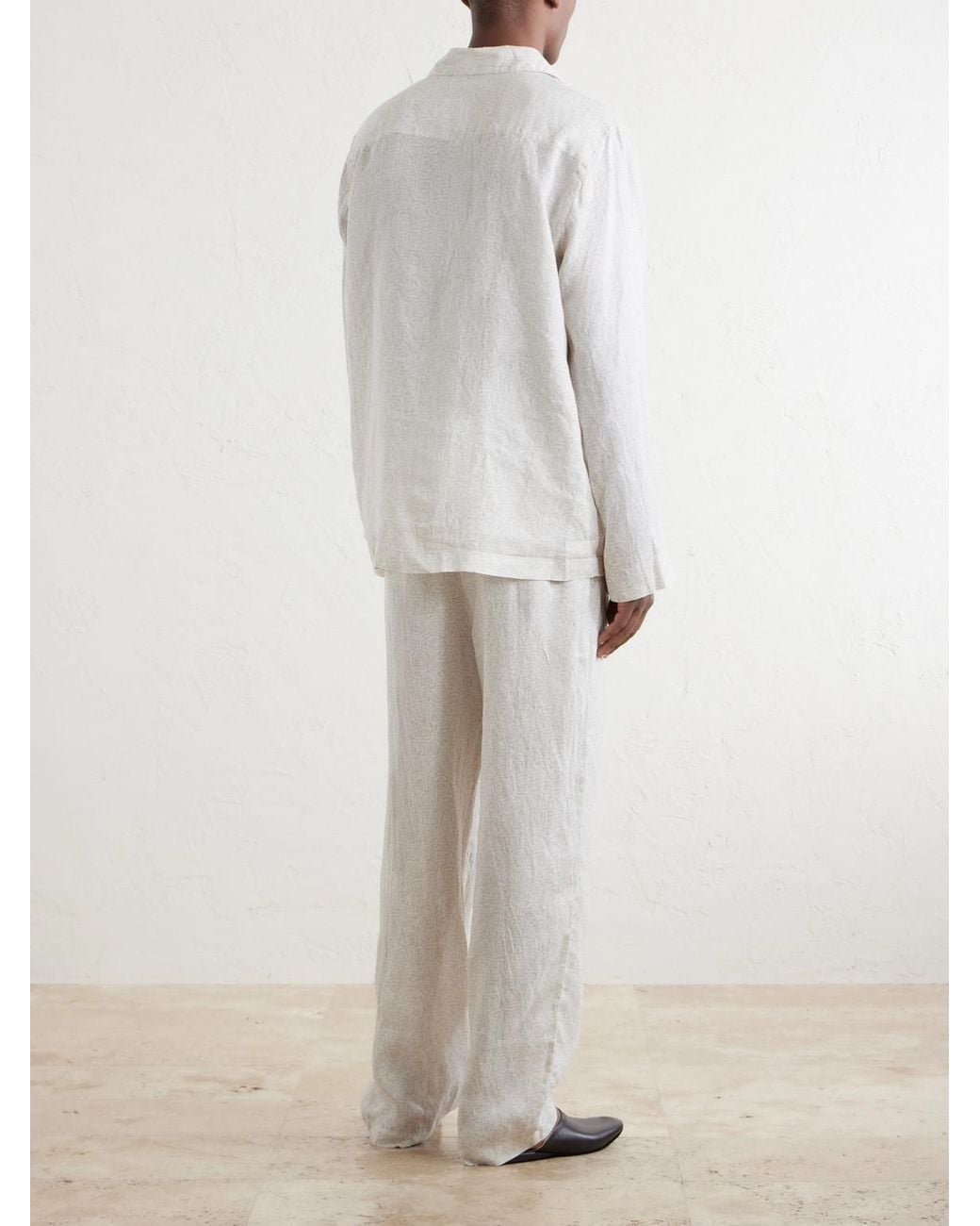 Derek Rose Natural Milan 31 Printed Linen Pyjama Set for men