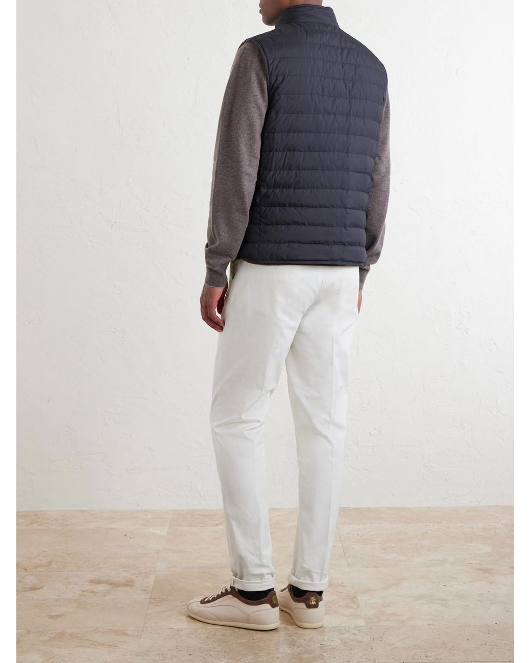Brunello Cucinelli Blue Quilted Shell Down Gilet for men