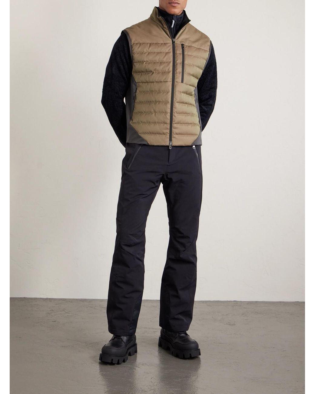 Sease Natural Intrepid Shell-trimmed Quilted Herringbone Virgin Wool Down Gilet for men