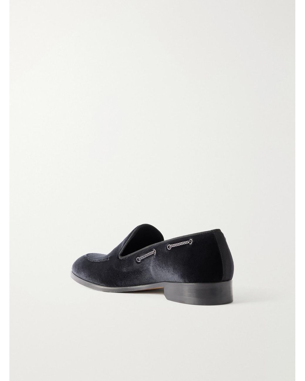 Mr P. Black Velvet Loafers for men