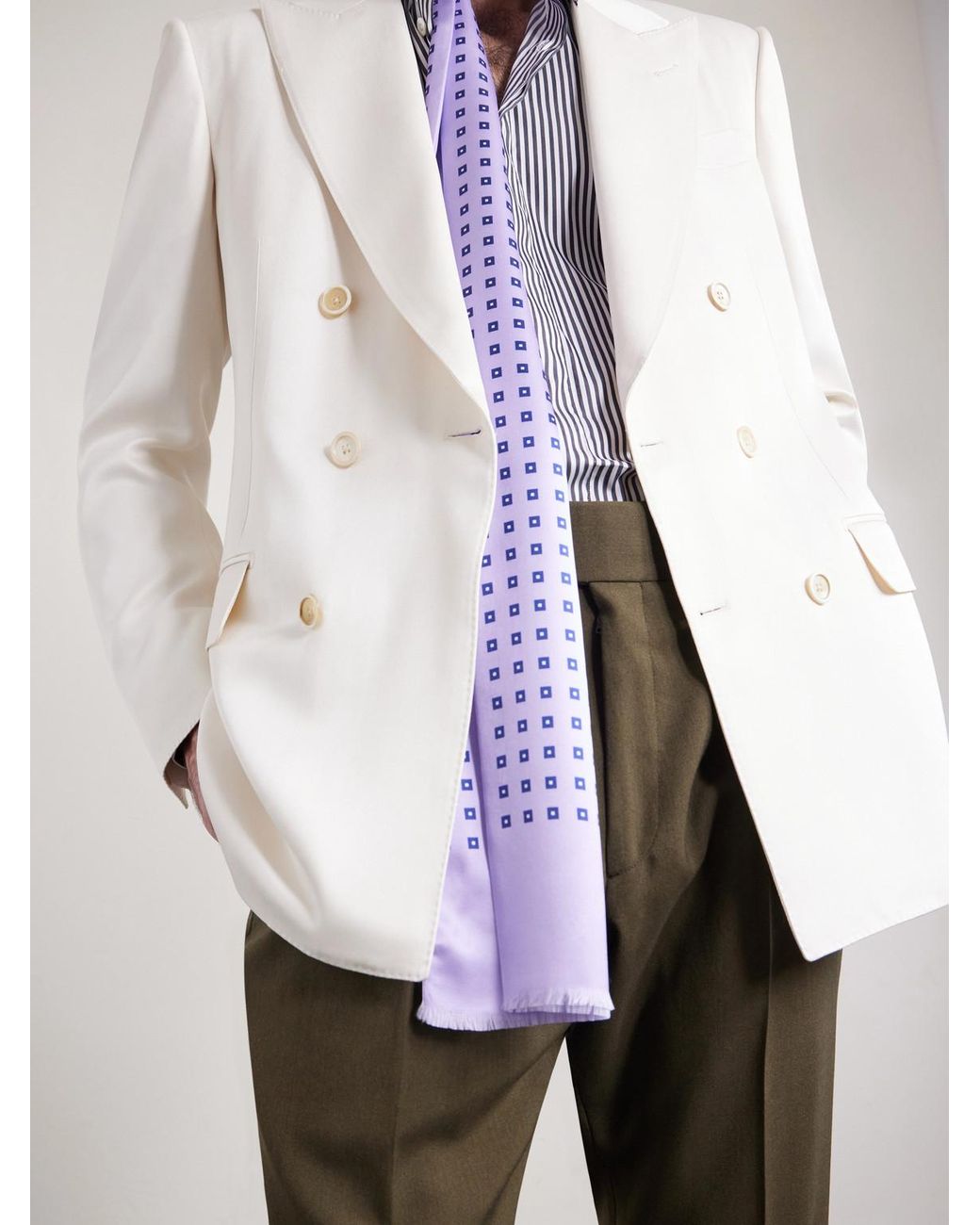 Tom Ford Natural Double-breasted Silk-gabardine Blazer for men