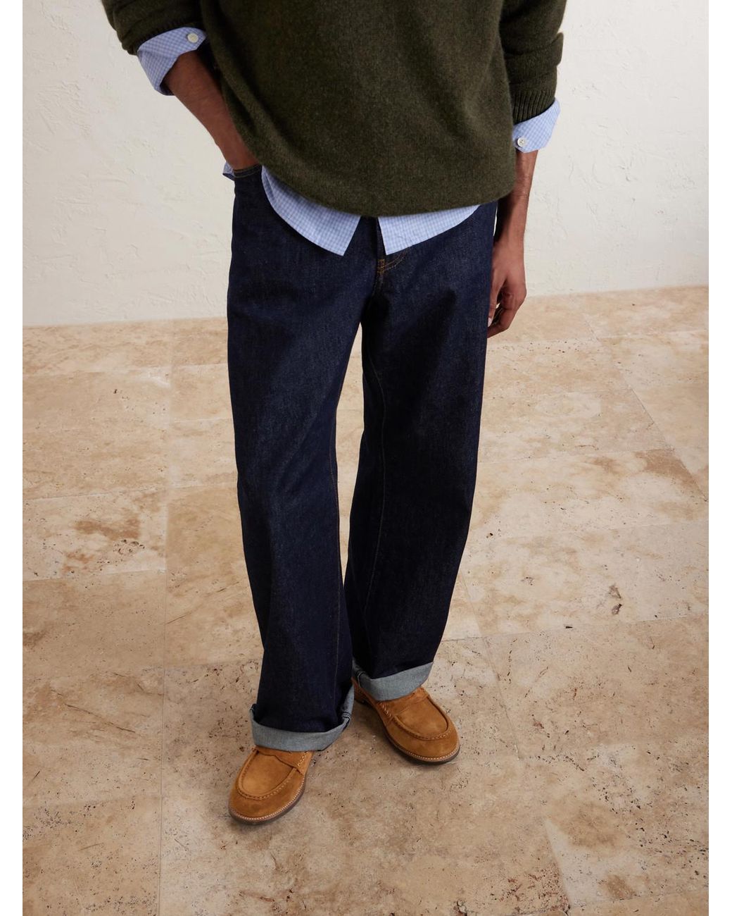 GRENSON Brown Nate Suede Penny Loafers for men