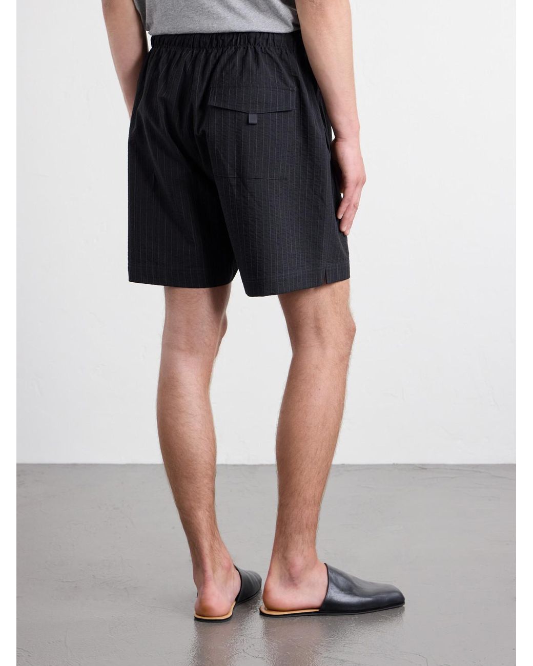 Studio Nicholson Black Starboard Wide-Leg Cotton And Wool-Blend Drawstring Shorts for men