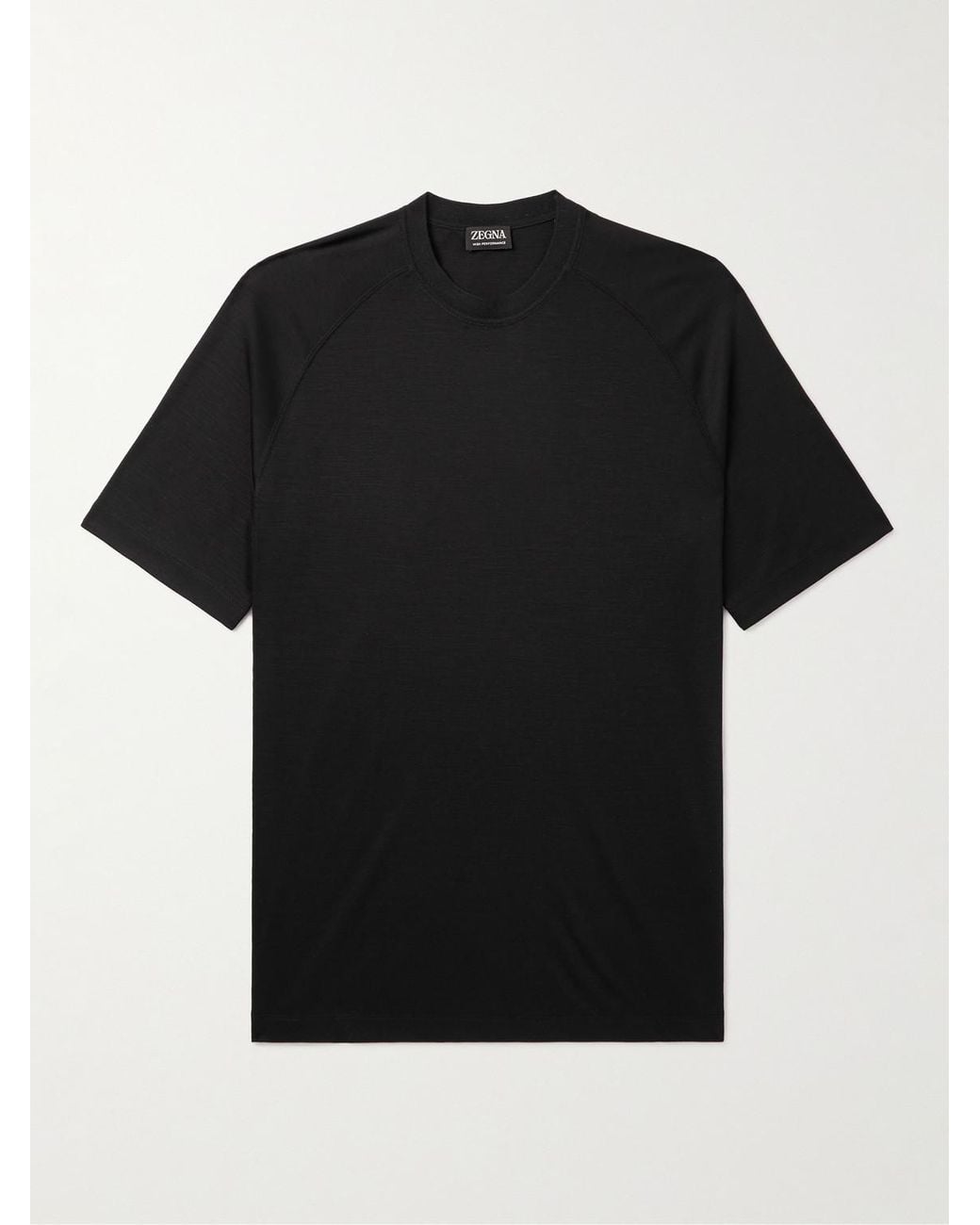 Zegna Black High Performance Wool-Jersey T-Shirt for men