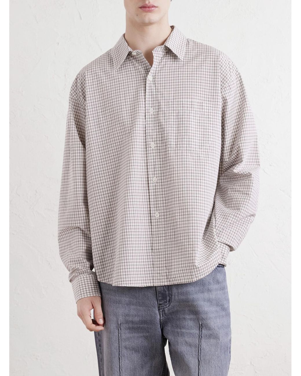 mfpen Pink Executive Checked Cotton-Poplin Shirt for men