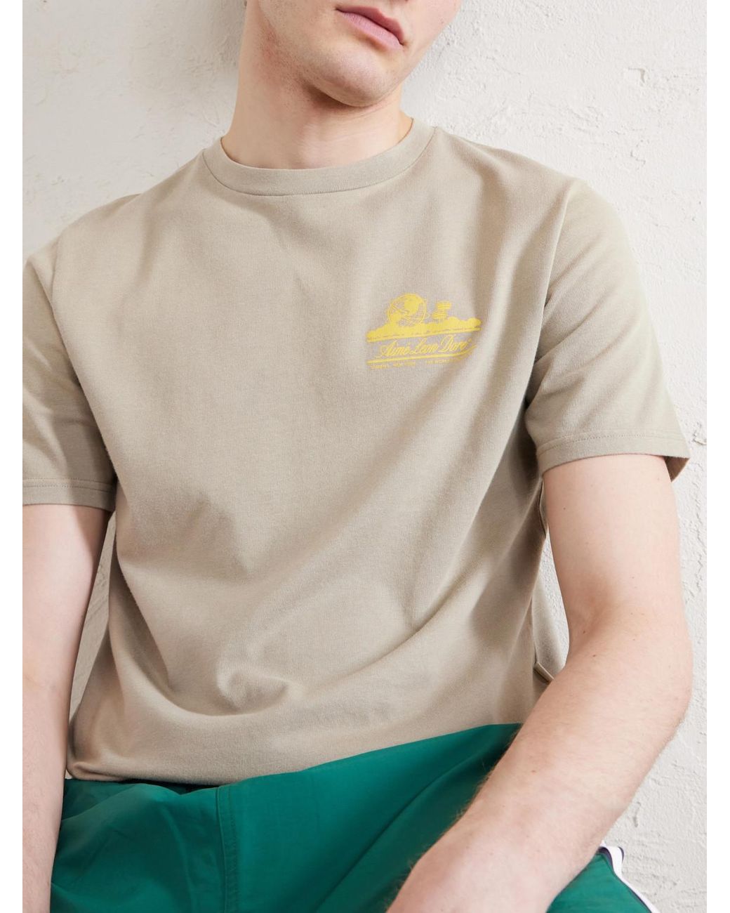Aimé Leon Dore Natural Unisphere Logo-Print Cotton-Jersey T-Shirt for men
