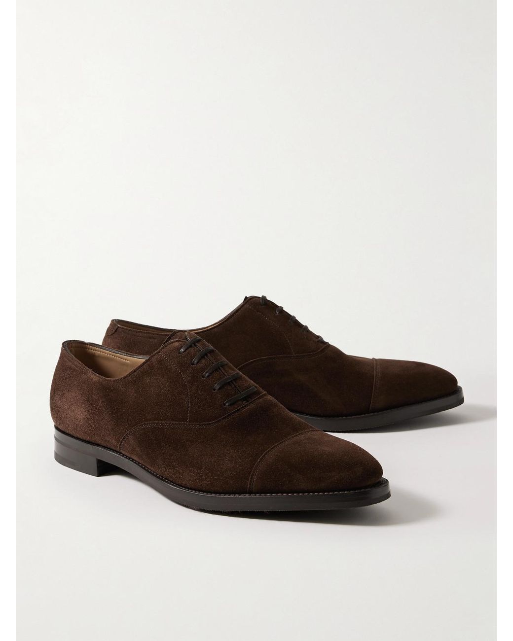 John Lobb Brown City Ii Cap-Toe Suede Oxford Shoes for men