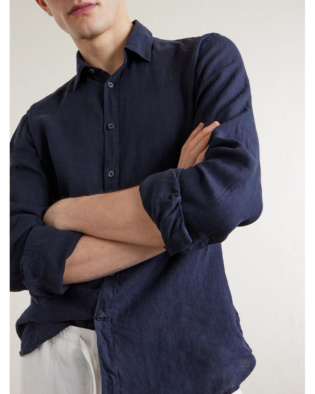 Canali Blue Linen Shirt for men
