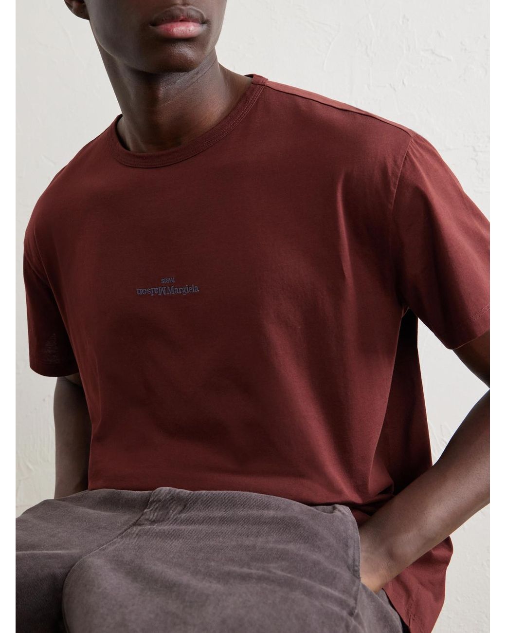 Maison Margiela Logo-Embroidered Cotton-Jersey T-Shirt for men