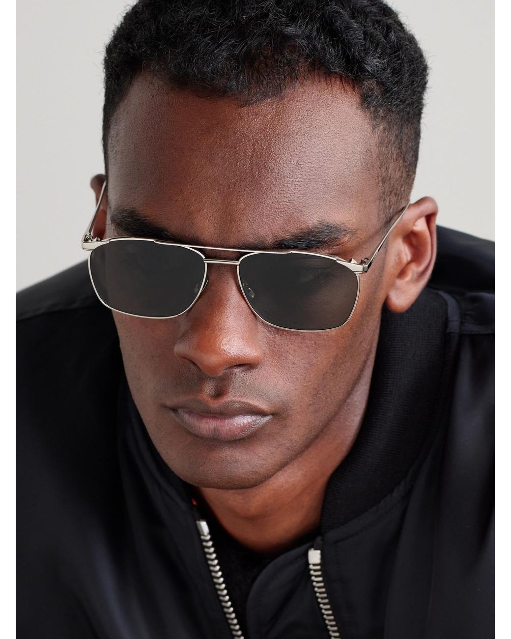 Saint Laurent Gray Aviator-Style-Tone Sunglasses for men