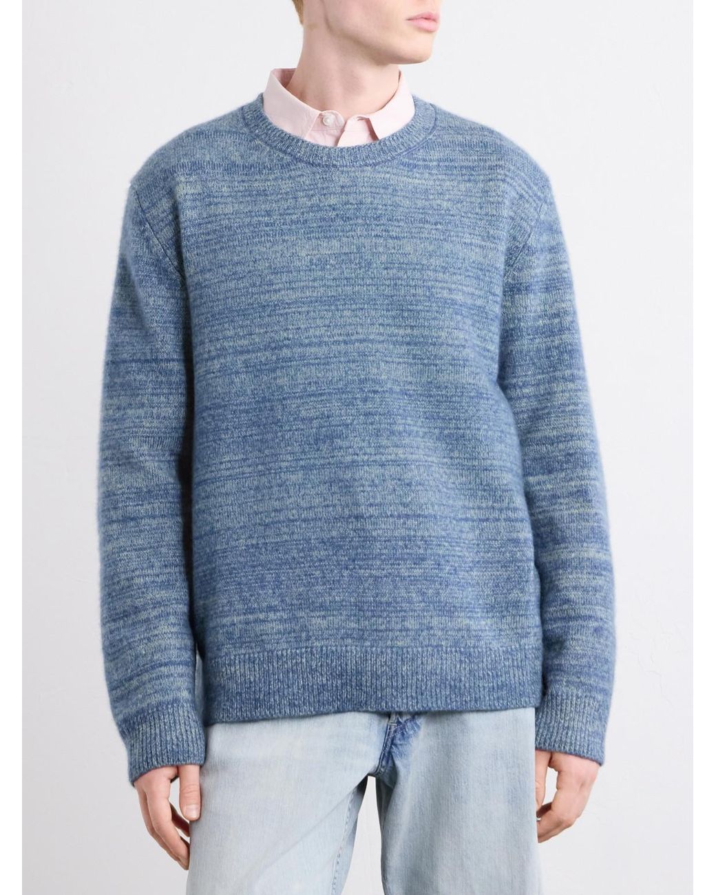 The Elder Statesman Blue Nimbus Striped Cashmere And Silk-blend Sweater for men