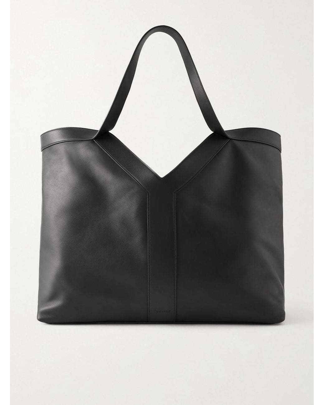 Marais Leather Tote Bag di Saint Laurent in Black da Uomo