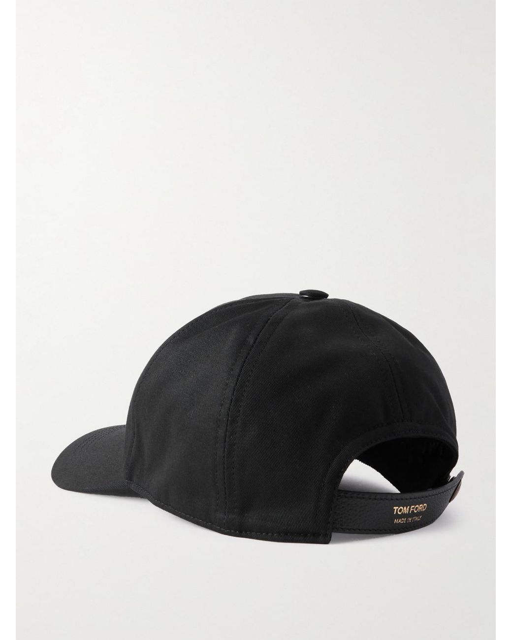 Tom Ford Black Logo-Embroidered Leather-Trimmed Cotton-Twill Baseball Cap for men