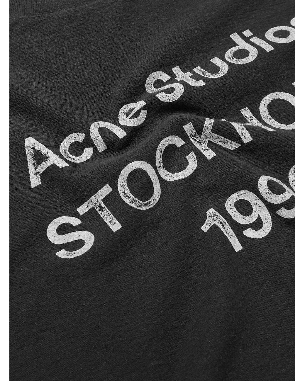 Acne Black Exford Distressed Logo-Print Cotton-Jersey T-Shirt for men