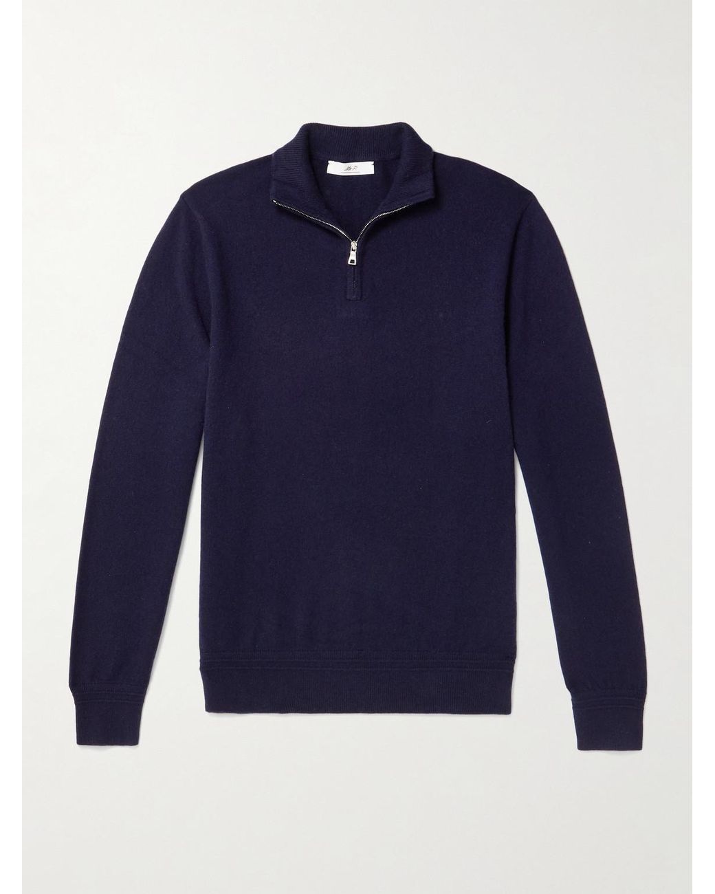 Mr P. Blue James Cashmere Half-Zip Sweater for men