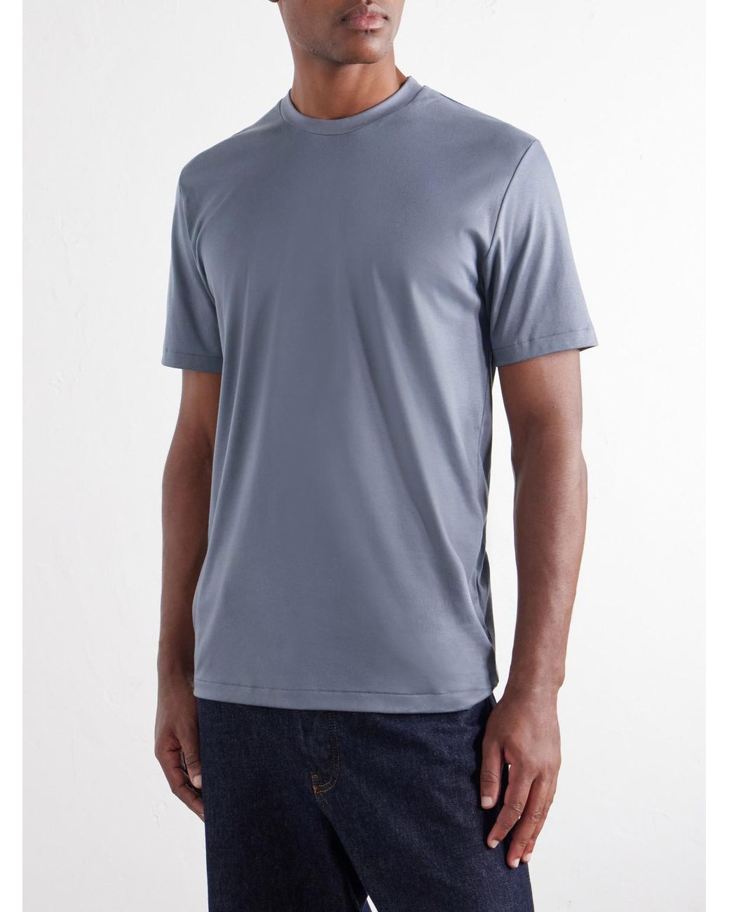 Zimmerli of Switzerland Blue Sea Island Cotton-Jersey T-Shirt for men