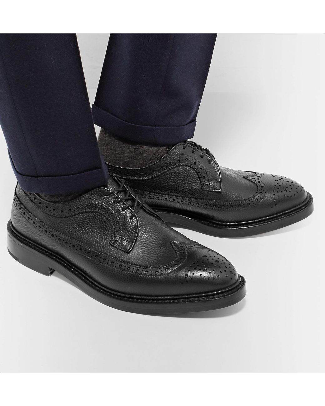 Tricker's Richard Pebble-grain Leather Longwing Brogues in Black for Men |  Lyst