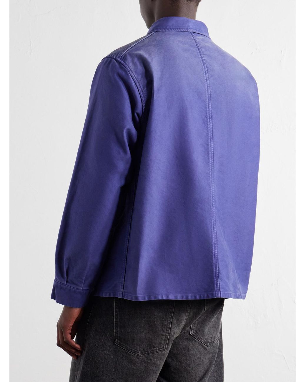 Auralee Purple Garment-Dyed Cotton-Moleskin Blouson Jacket for men