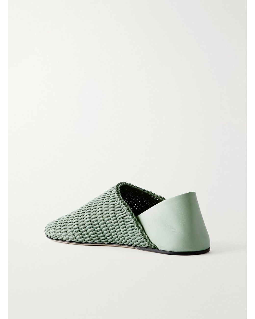 J.W. Anderson Green Woven-Leather Slippers for men