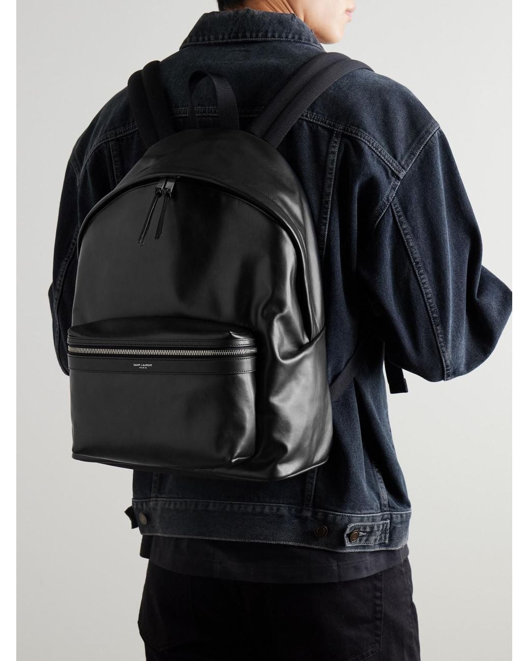 Saint Laurent Black City Leather Backpack for men