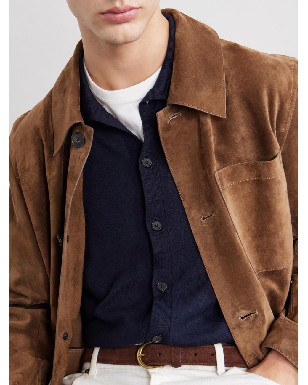 Caruso Blue Silk And Cotton-Blend Cardigan for men