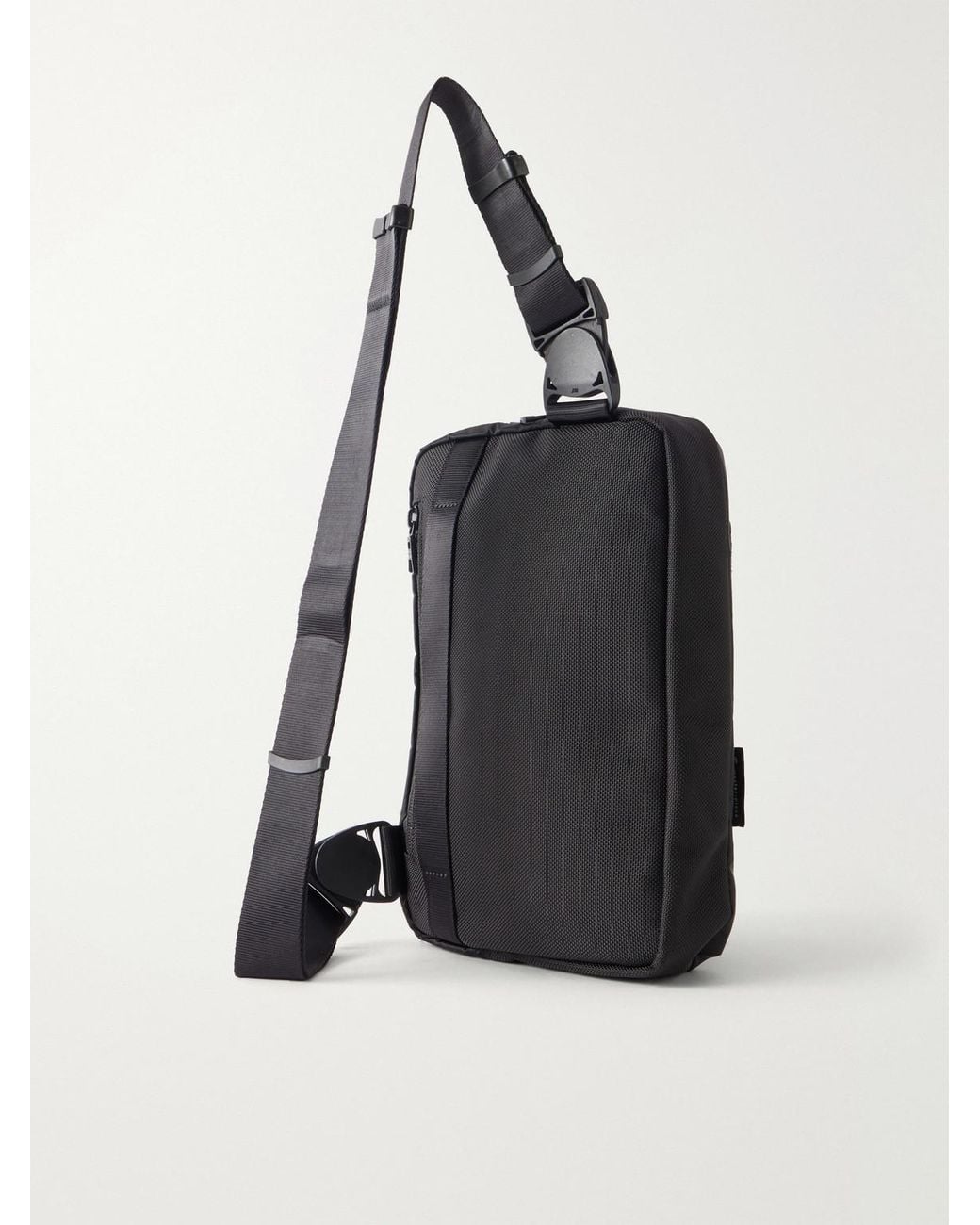 Master Piece Black Sling Suede And Leather-Trimmed Nylon-Twill Messenger Bag for men