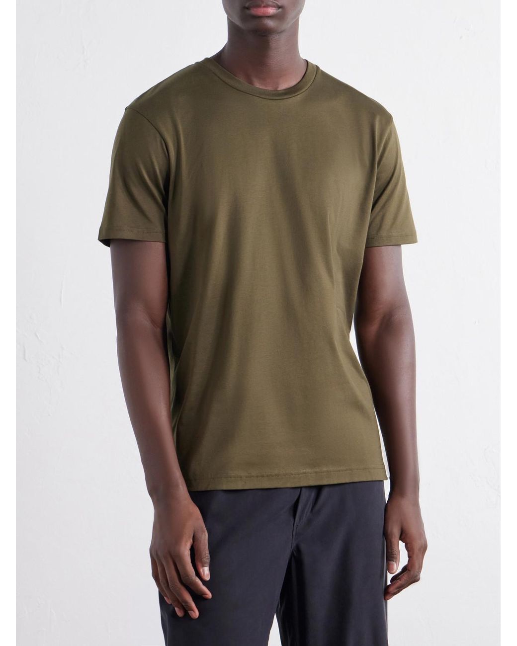 Sunspel Green Riviera Cotton-Jersey T-Shirt for men