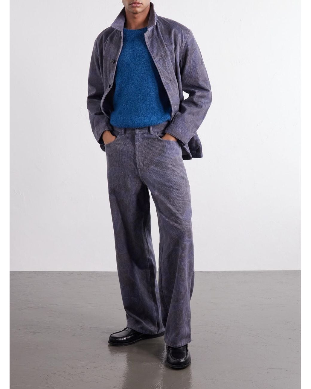 Blue Blue Japan Blue Painter Wide-Leg Sumi Nagashi Cotton-Sashiko Trousers for men