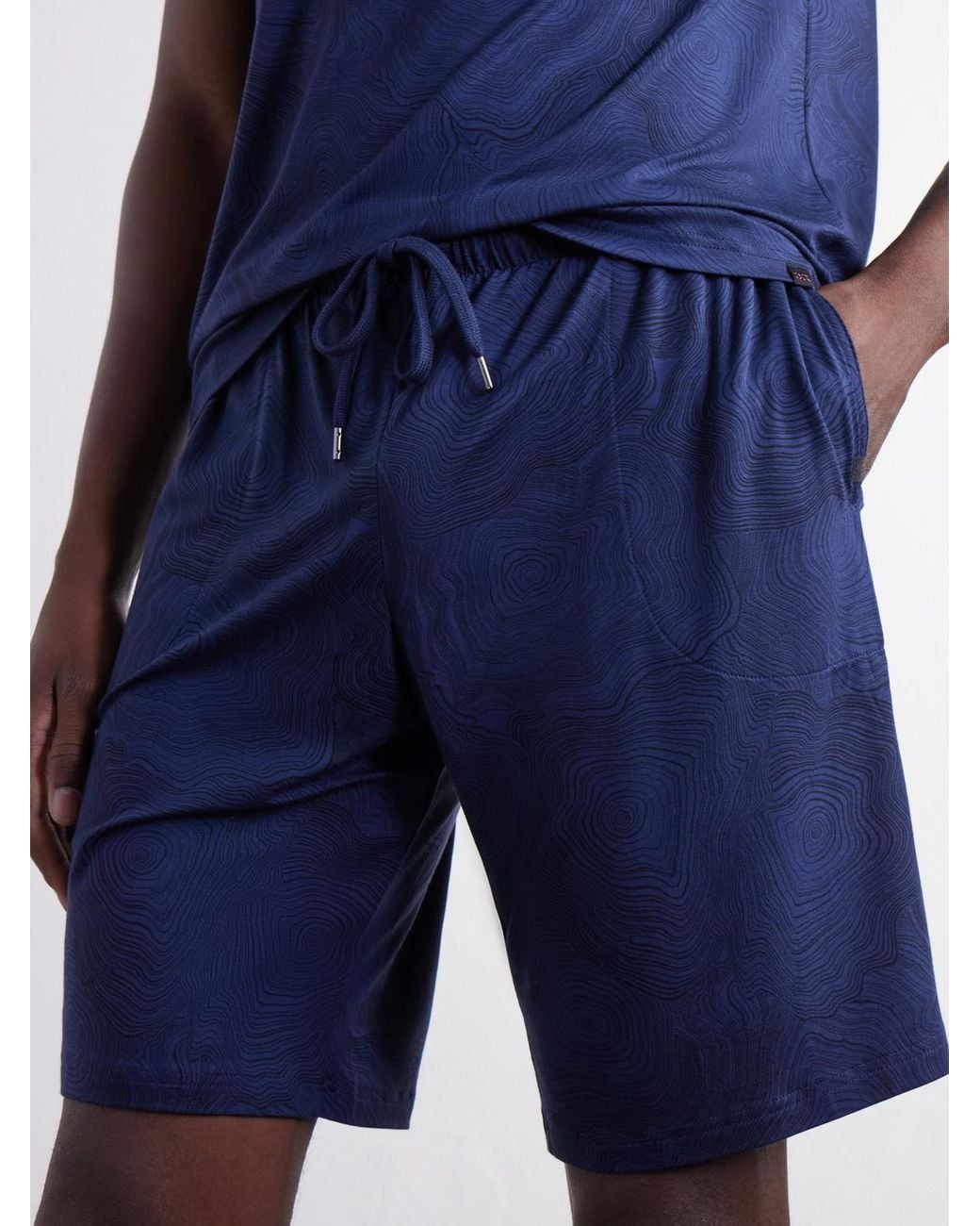 Derek Rose Blue London Printed Stretch-Modal Jersey Drawstring Pyjama Shorts for men