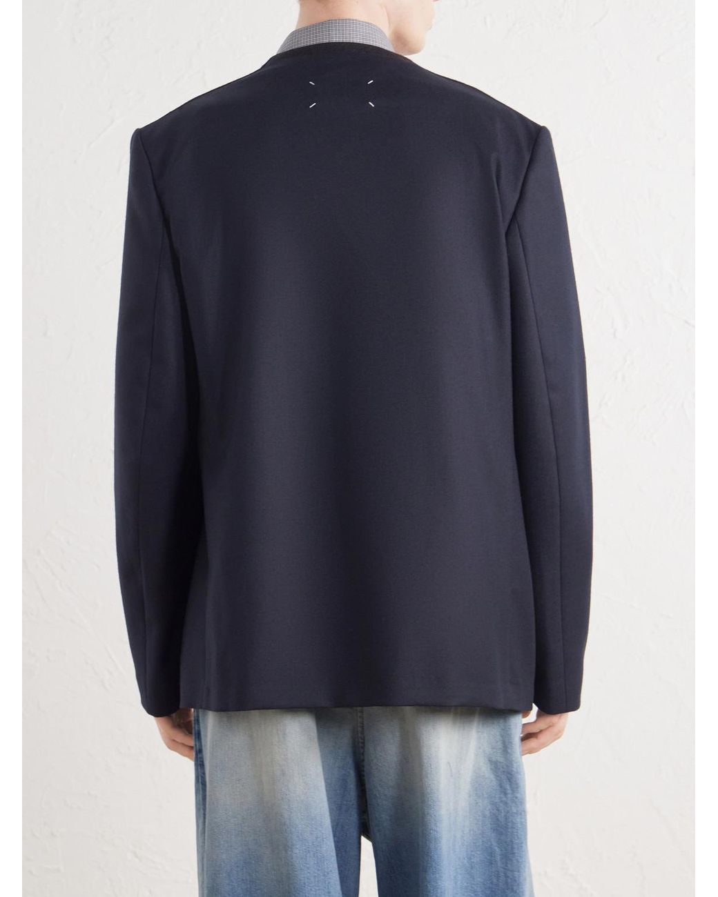 Maison Margiela Blue Minimal Virgin Wool Blazer for men