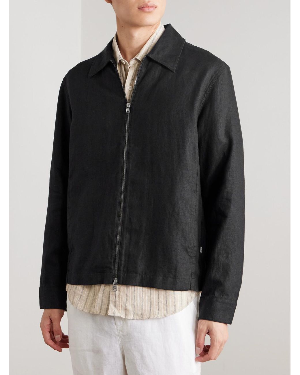 NN07 Black Alban 1454 Linen Blouson Jacket for men