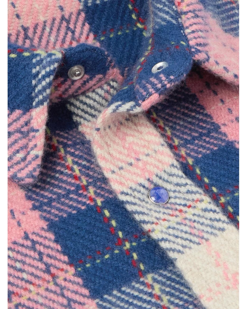 God's True Cashmere Blue Checked Cashmere Shirt for men