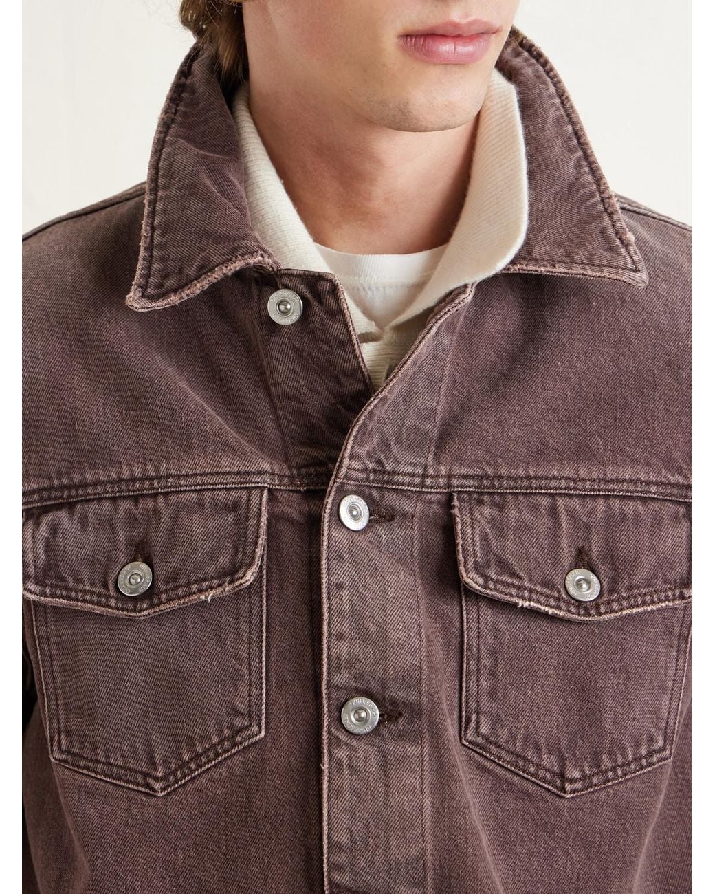 Our Legacy Purple Origin Distressed Denim Jacket for men