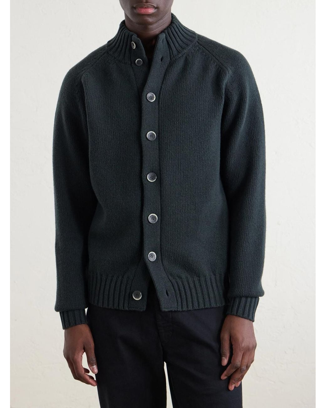 Altea Blue Virgin Wool Cardigan for men