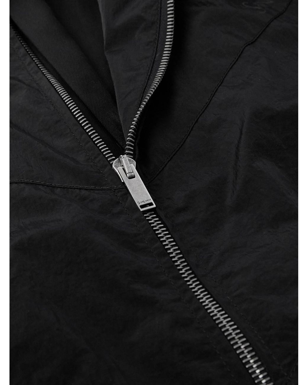 Saint Laurent Black Logo-Embroidered Shell Bomber Jacket for men