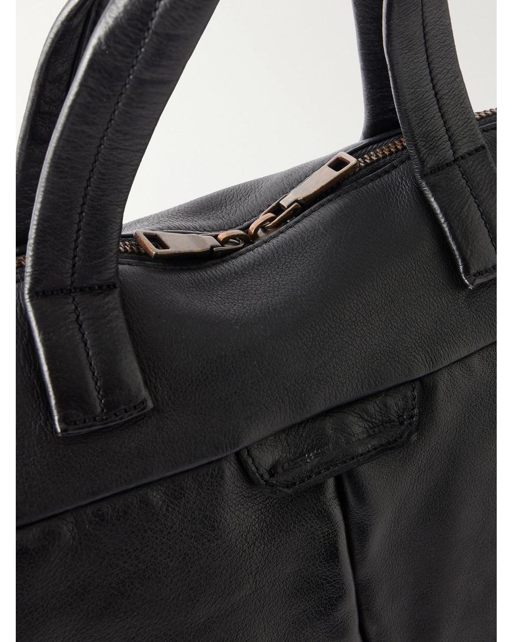 Officine Creative Black Helmet/046 Full-Grain Leather Briefcase for men