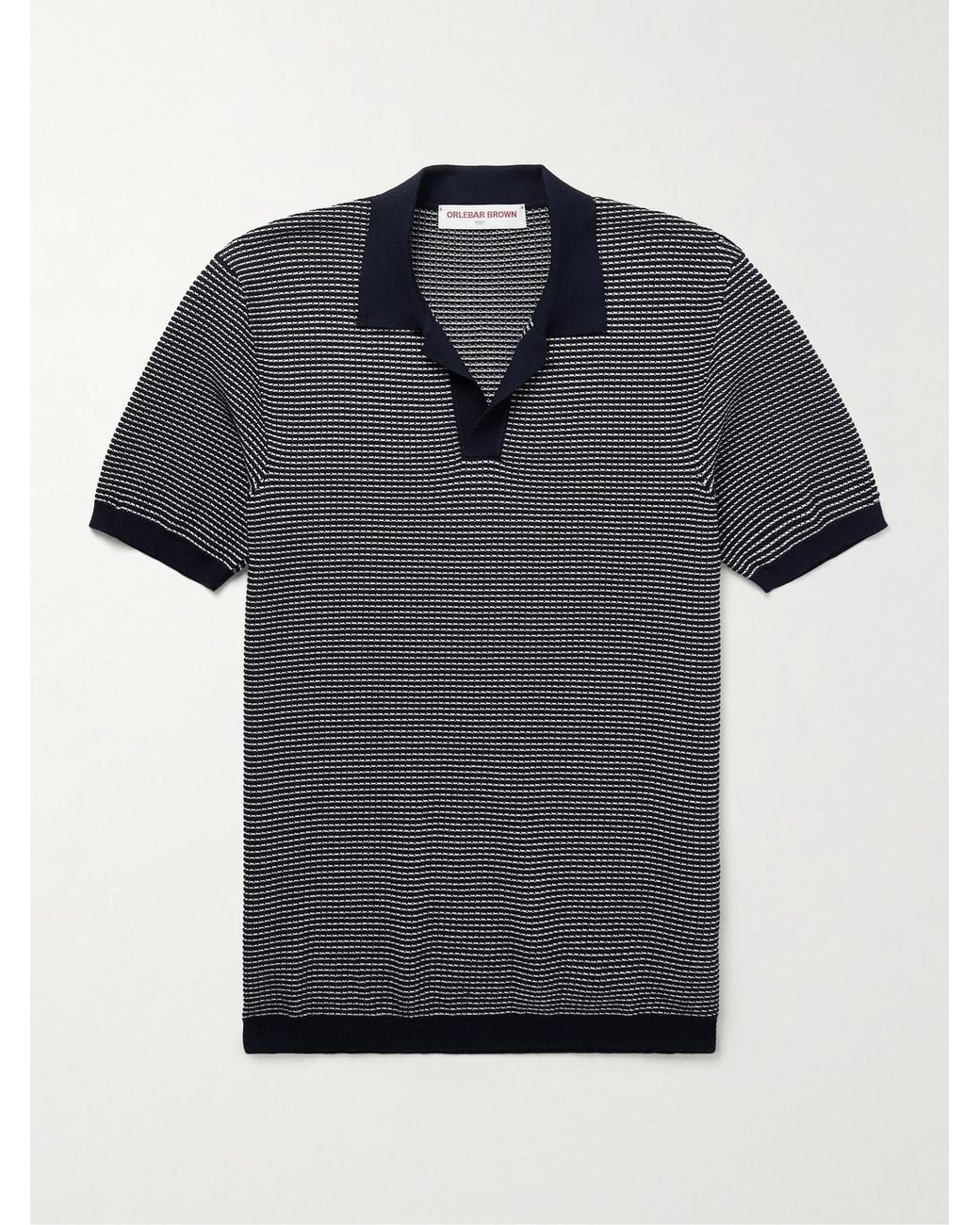 Orlebar Brown Black Roddy Waffle-Knit Polo Shirt for men