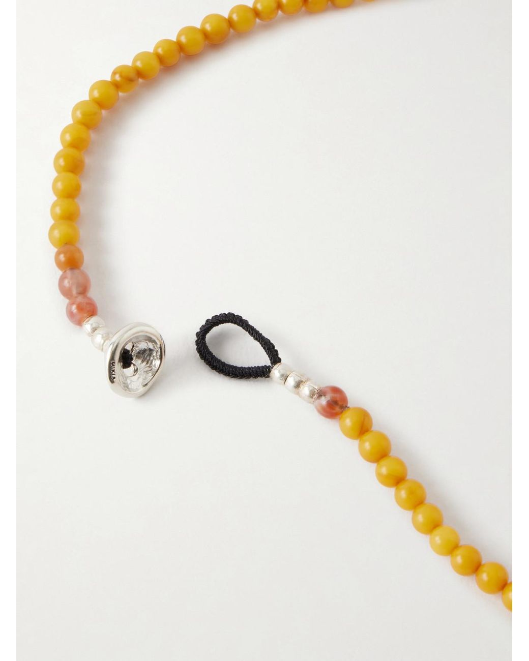 Mikia Sterling Silver Multi-Stone Beaded Bracelet in Metallic für Herren