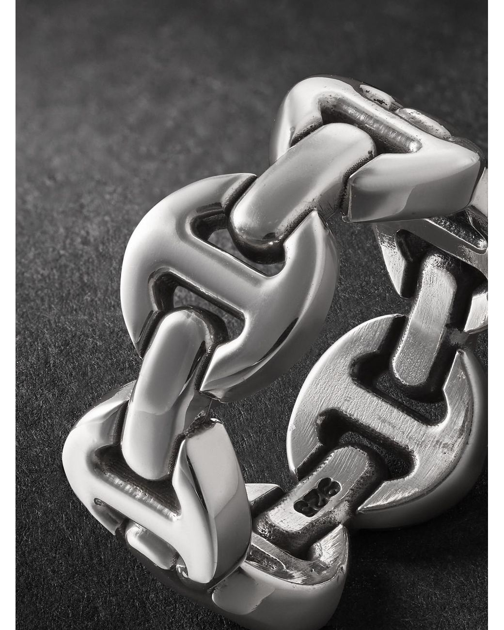 Hoorsenbuhs Black Tri-Link Sterling Ring for men