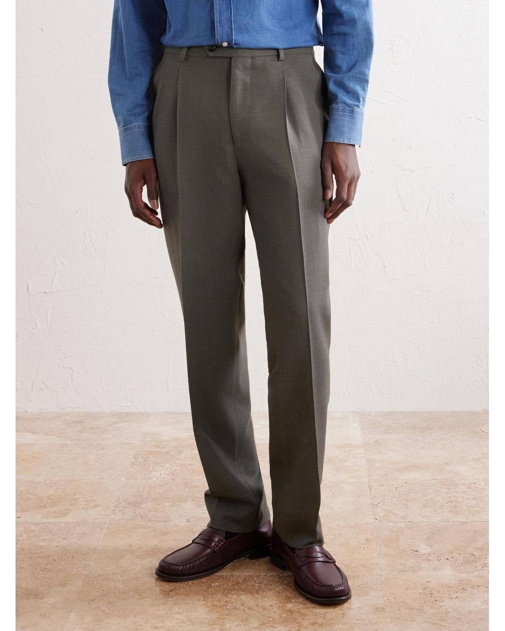 Brunello Cucinelli Gray Straight-Leg Wool Suit Trousers for men