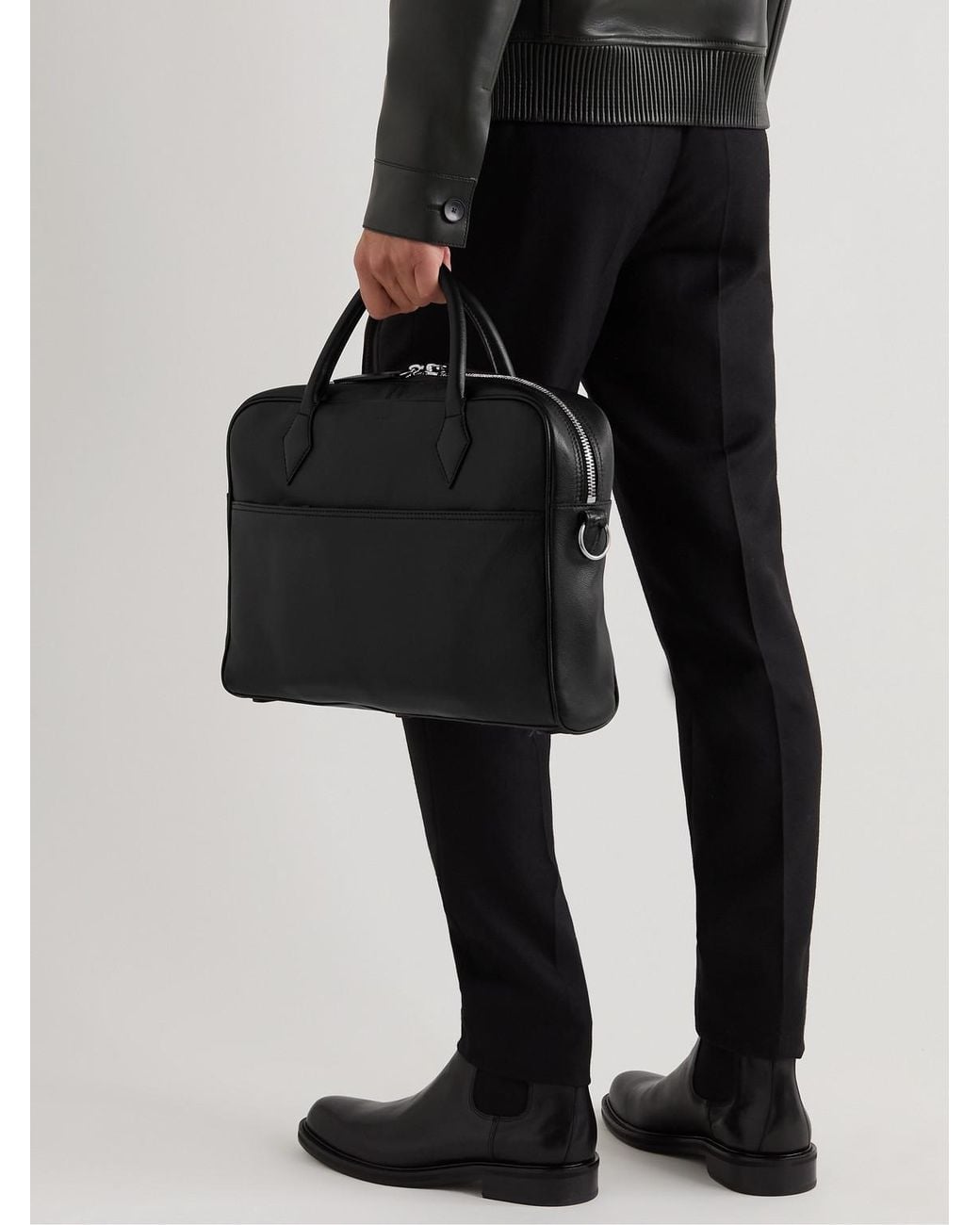 Metier Black Closer All Day Full-Grain Leather Briefcase for men