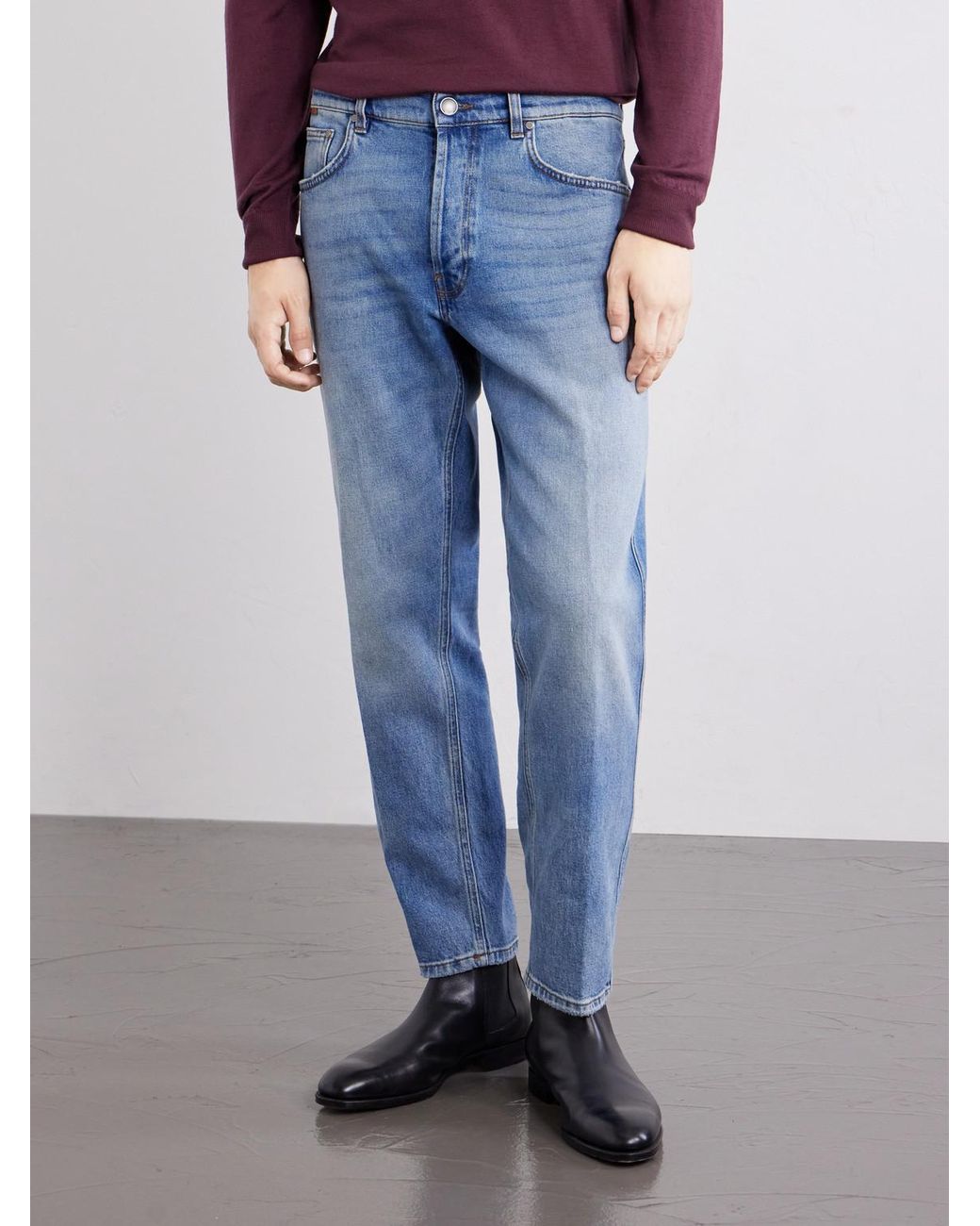 Lardini Blue Straight-Leg Washed Jeans for men