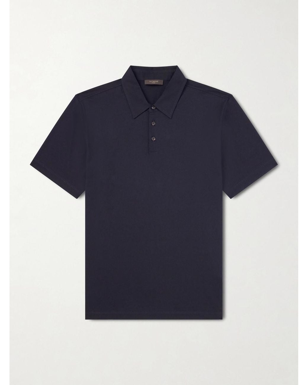 Slowear Blue Cotton And Silk-Blend Jersey Polo Shirt for men