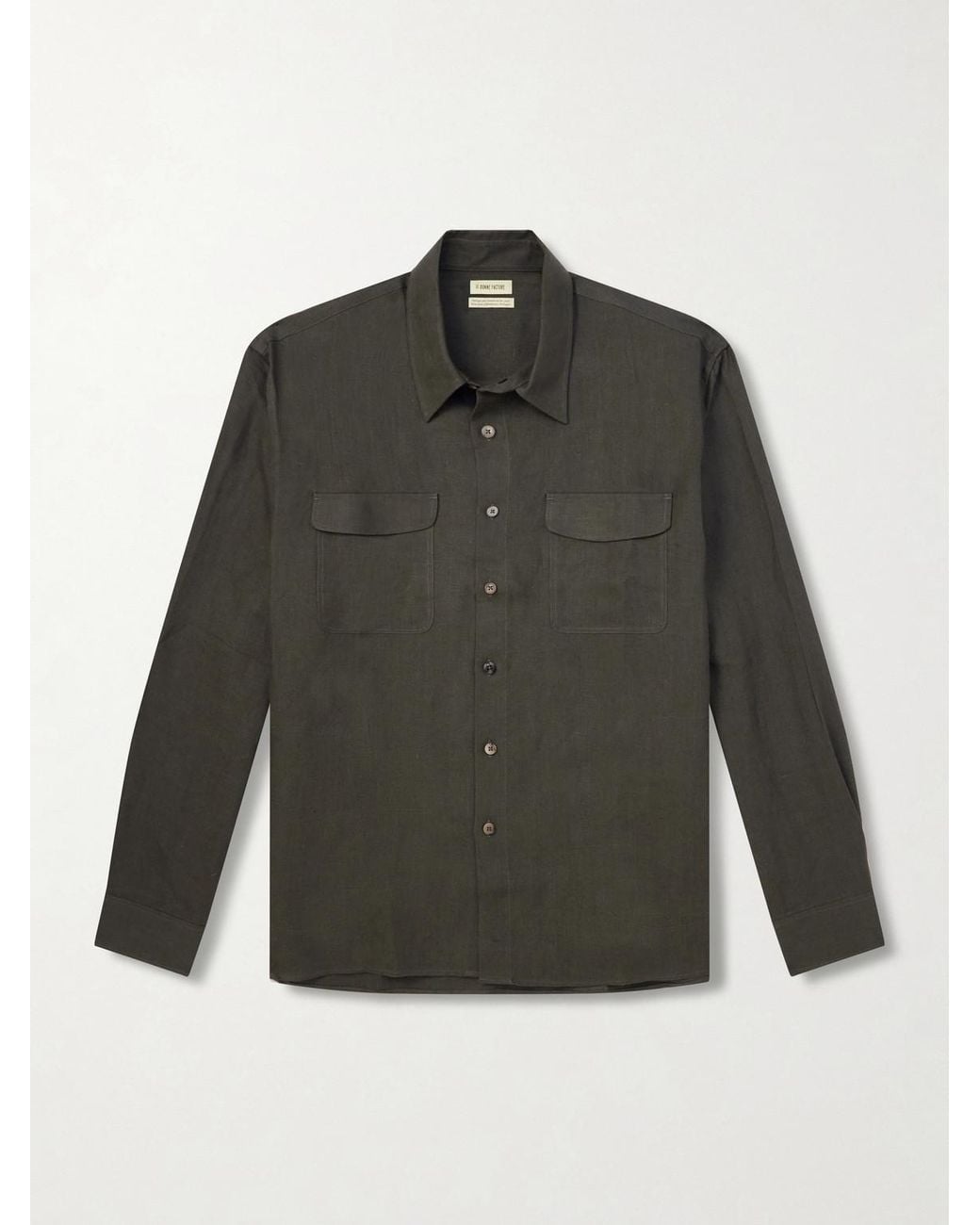 De Bonne Facture Green Linen Overshirt for men
