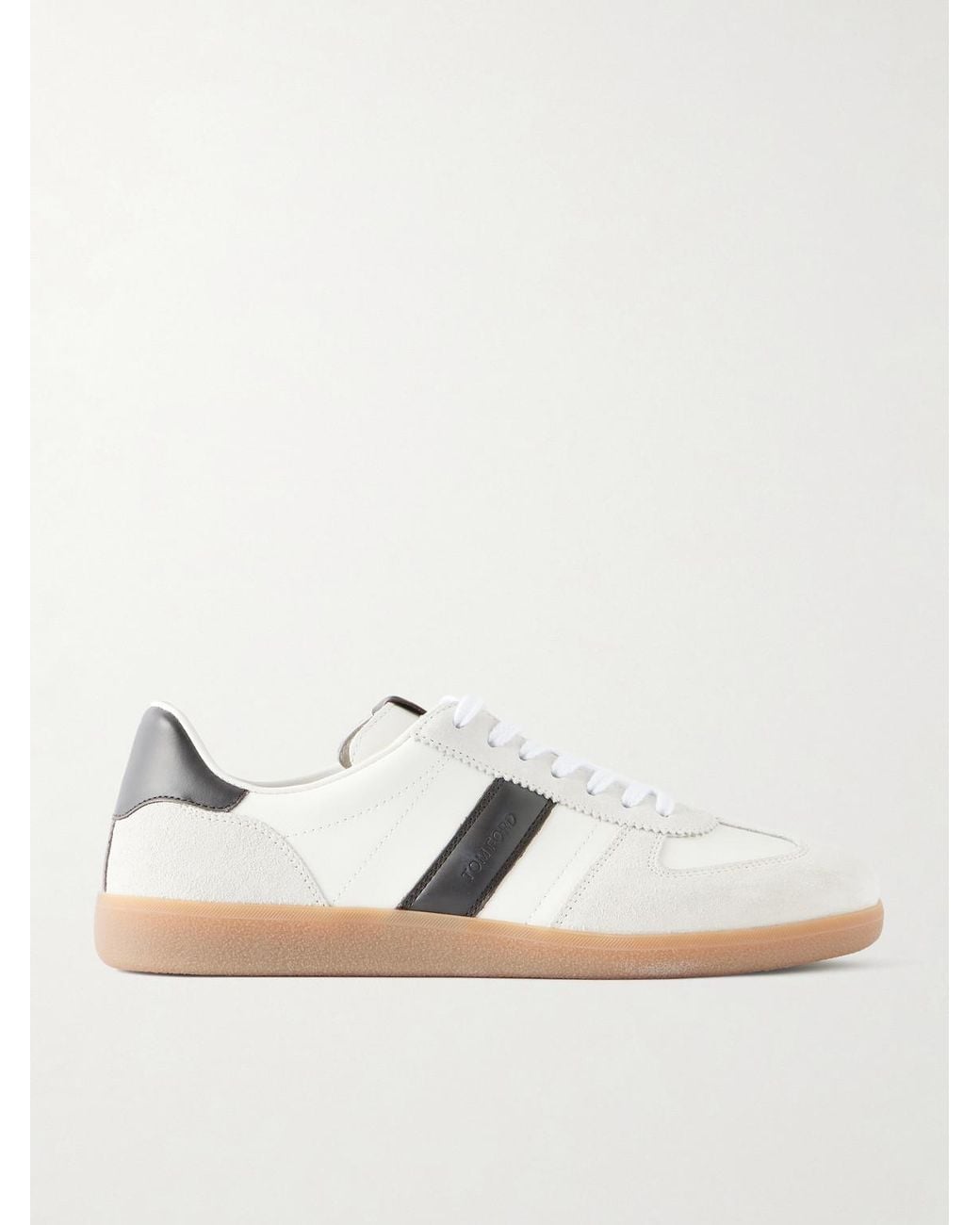 Tom Ford White Archer Suede And Leather Sneakers for men