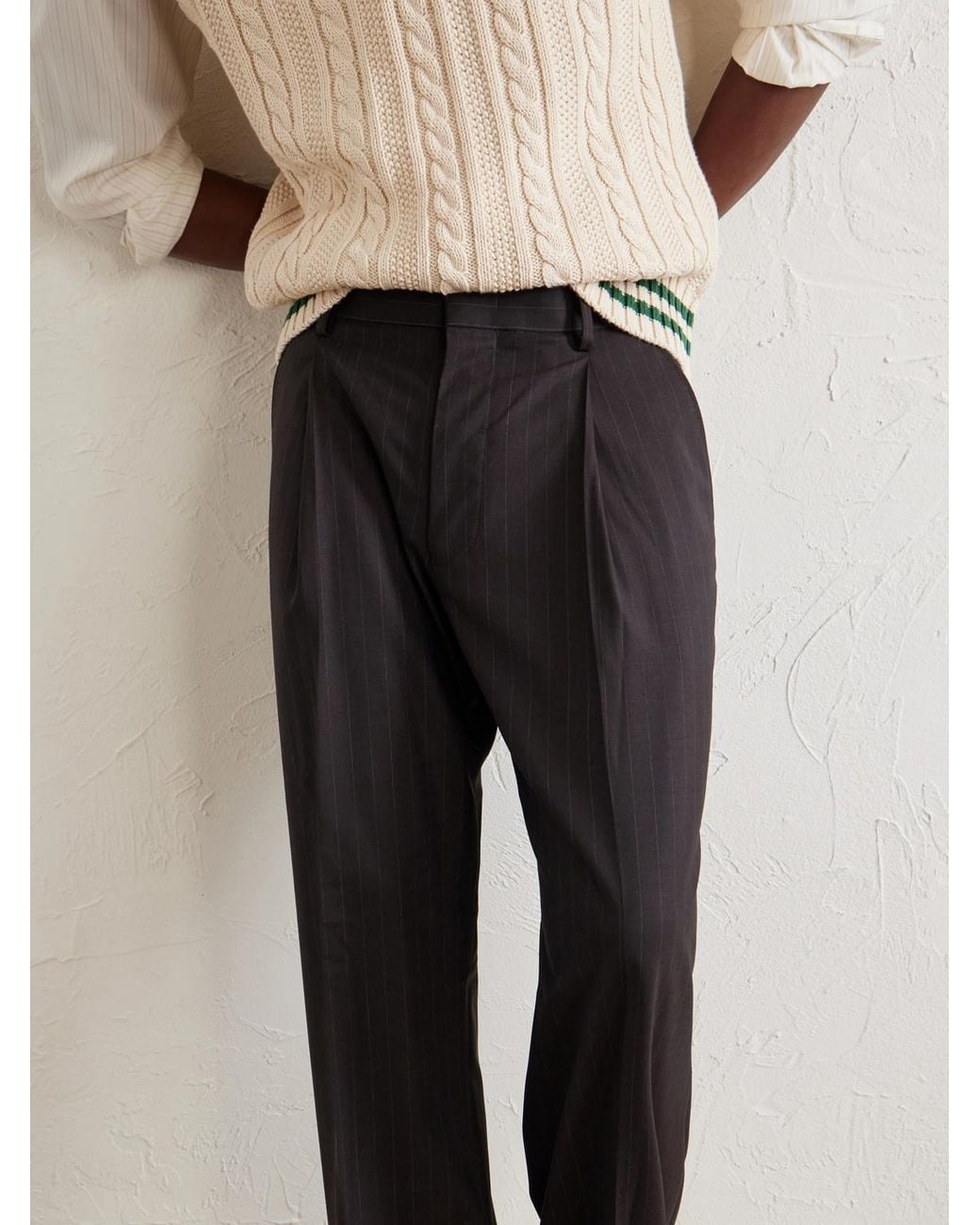 NN07 Blue Kay 10037 Straight-Leg Pleated Woven Trousers for men
