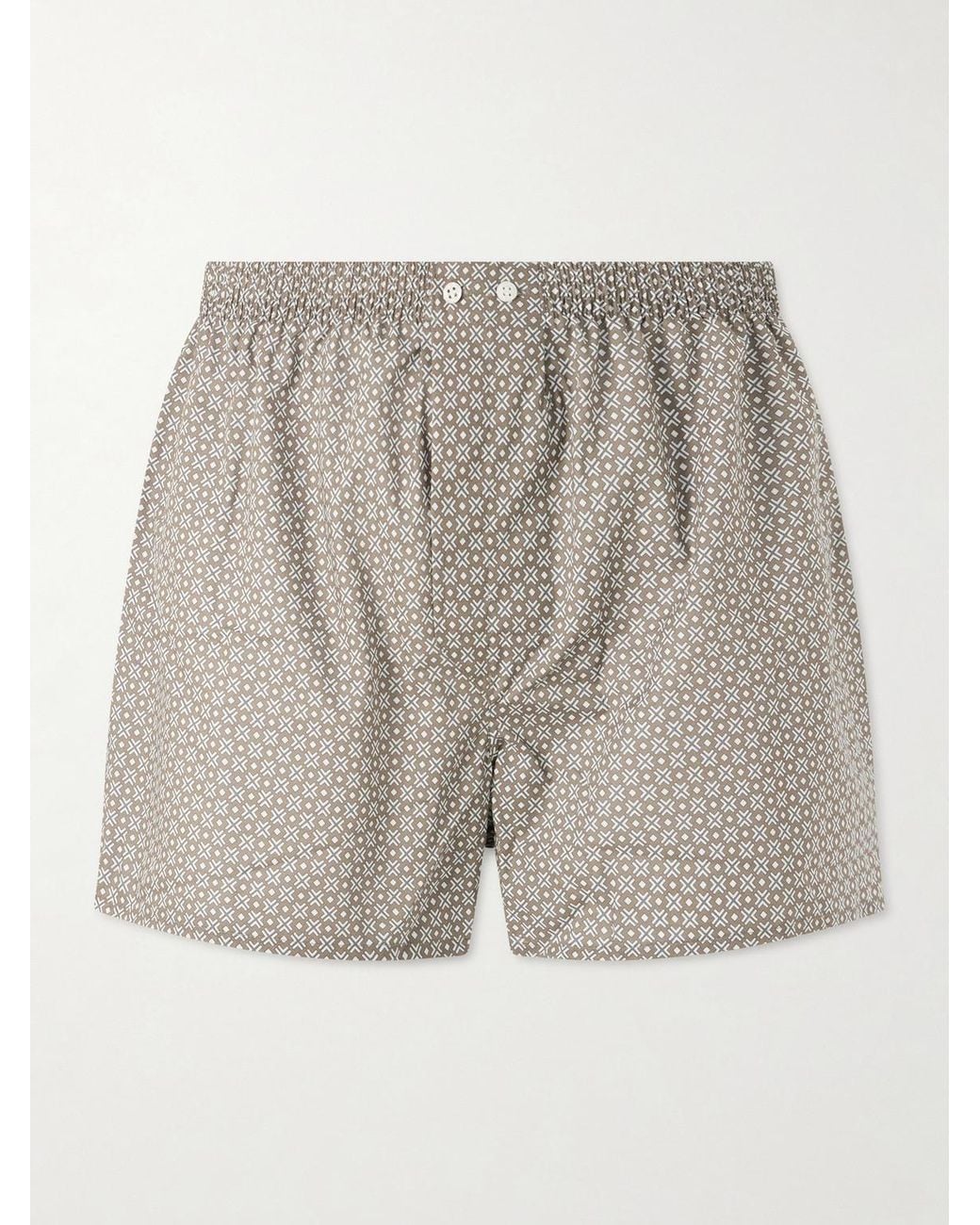 Derek Rose Gray Ledbury 96 Printed Cotton Boxer Shorts for men
