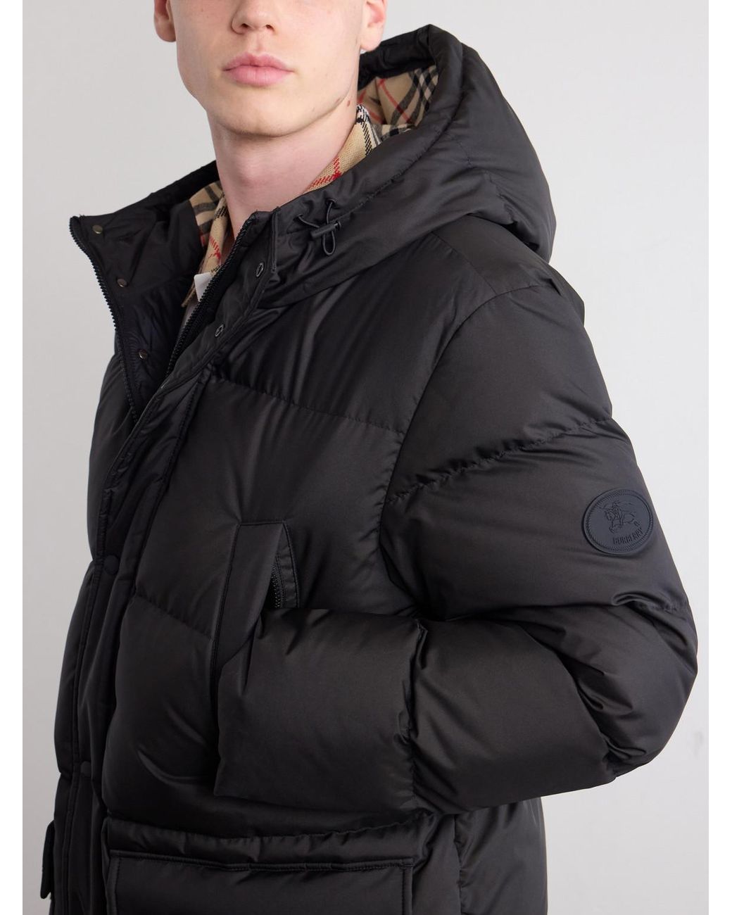 Burberry Black Hooded Wool-Trimmed Quilted Shell Down Jacket for men
