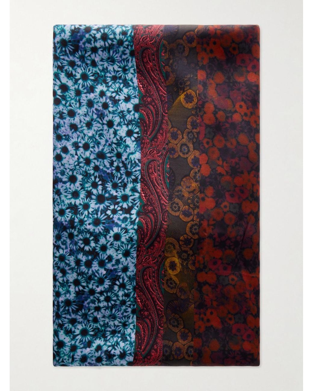 Dries Van Noten Blue Flora Satin Scarf for men